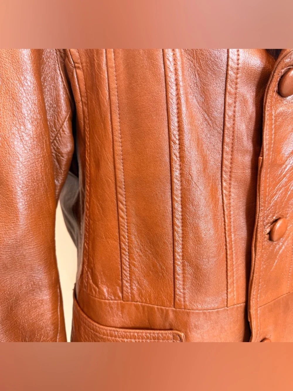 Vintage Tony’s Genuine Brown Leather Jacket Made in Mexico 70s Wide Lapel Unisex